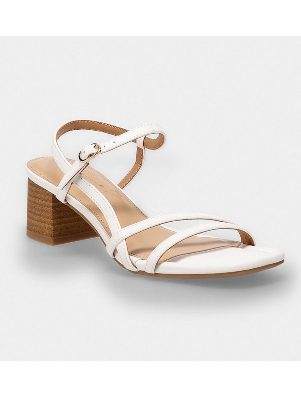 Women's White Strappy Block Heel Sandals
